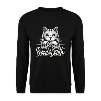 Emo Cat Design Für Gothische Katzenliebhaber Und - Unisex Pullover - Schwarz - Vorne - Alina (178cm) & Michal (187cm)