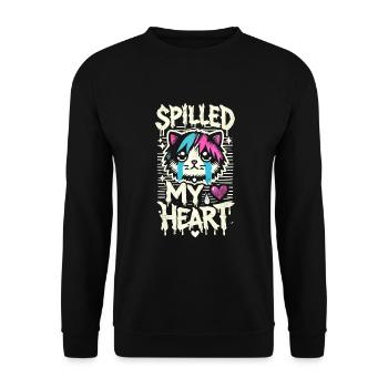 Emo Cat Design Für Gothische Katzenliebhaber Und - Unisex Pullover - Schwarz - Vorne - Alina (178cm) & Michal (187cm)