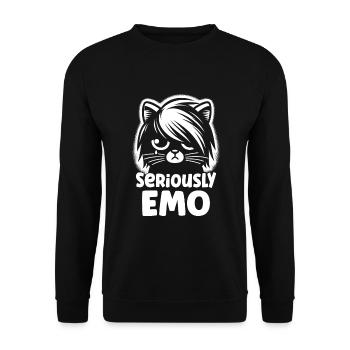 Emo Cat Design Für Gothische Katzenliebhaber Und - Unisex Pullover - Schwarz - Vorne - Alina (178cm) & Michal (187cm)