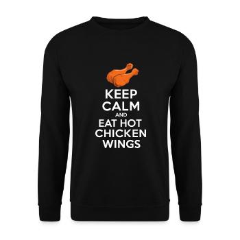 Hot Chicken Wings Spicy Wings Buffalo Wings - Unisex Pullover - Schwarz - Vorne - Alina (178cm) & Michal (187cm)