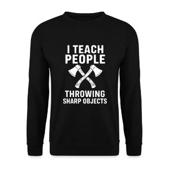 Maîtres du lancer de hache pour une pratique précise de la cible - Sweat-shirt Unisexe - noir - Devant - Alina (178cm) & Michal (187cm)