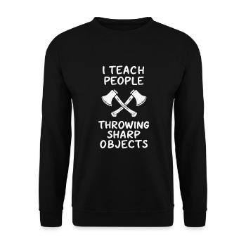 Maîtres du lancer de hache pour une pratique précise de la cible - Sweat-shirt Unisexe - noir - Devant - Alina (178cm) & Michal (187cm)