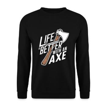 Maîtres du lancer de hache pour une pratique précise de la cible - Sweat-shirt Unisexe - noir - Devant - Alina (178cm) & Michal (187cm)