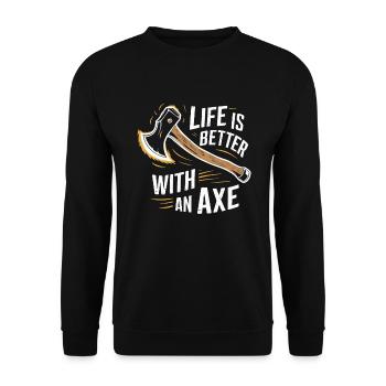 Maîtres du lancer de hache pour une pratique précise de la cible - Sweat-shirt Unisexe - noir - Devant - Alina (178cm) & Michal (187cm)