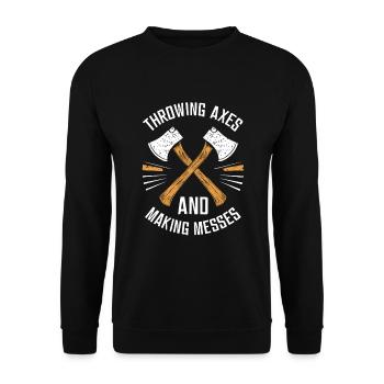 Maîtres du lancer de hache pour une pratique précise de la cible - Sweat-shirt Unisexe - noir - Devant - Alina (178cm) & Michal (187cm)