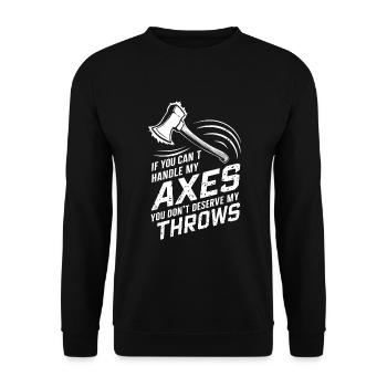 Maîtres du lancer de hache pour une pratique précise de la cible - Sweat-shirt Unisexe - noir - Devant - Alina (178cm) & Michal (187cm)