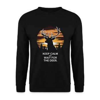 Vivez l’excitation de la chasse au cerf en forêt avec - Sweat-shirt Unisexe - noir - Devant - Alina (178cm) & Michal (187cm)