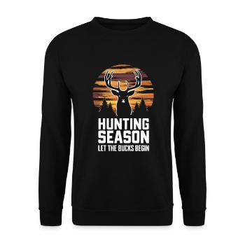 Vivez l’excitation de la chasse au cerf en forêt avec - Sweat-shirt Unisexe - noir - Devant - Alina (178cm) & Michal (187cm)