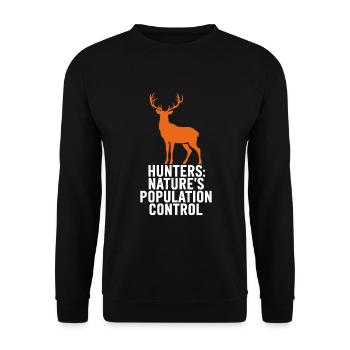 Vivez l’excitation de la chasse au cerf en forêt avec - Sweat-shirt Unisexe - noir - Devant - Alina (178cm) & Michal (187cm)