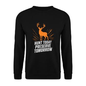 Vivez l’excitation de la chasse au cerf en forêt avec - Sweat-shirt Unisexe - noir - Devant - Alina (178cm) & Michal (187cm)