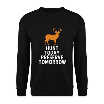 Vivez l’excitation de la chasse au cerf en forêt avec - Sweat-shirt Unisexe - noir - Devant - Alina (178cm) & Michal (187cm)
