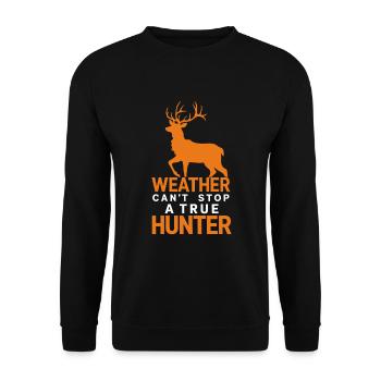 Vivez l’excitation de la chasse au cerf en forêt avec - Sweat-shirt Unisexe - noir - Devant - Alina (178cm) & Michal (187cm)