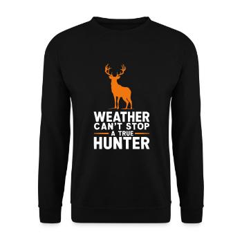 Vivez l’excitation de la chasse au cerf en forêt avec - Sweat-shirt Unisexe - noir - Devant - Alina (178cm) & Michal (187cm)