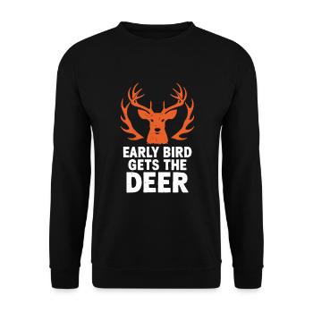 Vivez l’excitation de la chasse au cerf en forêt avec - Sweat-shirt Unisexe - noir - Devant - Alina (178cm) & Michal (187cm)