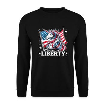 Patriotisme magique Licorne américaine États-Unis - Sweat-shirt Unisexe - noir - Devant - Alina (178cm) & Michal (187cm)