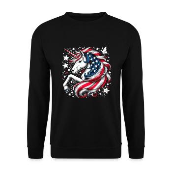 Magical Patriotism American Unicorn USA - Unisex Sweatshirt - black - Front - Alina (178cm) & Michal (187cm)