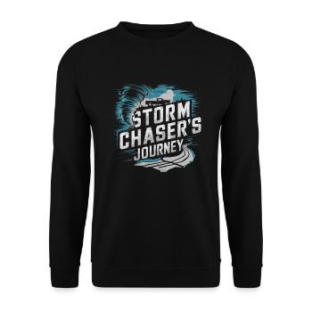 Erlebe Die Faszinierende Welt Des Tornadojagens - Unisex Pullover - Schwarz - Vorne - Alina (178cm) & Michal (187cm)