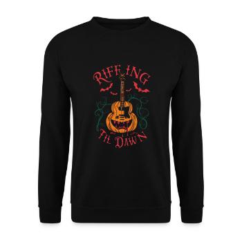 Musikalisch Kürbis Herbst Vibes Gespenstisch - Unisex Pullover - Schwarz - Vorne - Alina (178cm) & Michal (187cm)