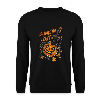 Musikalisch Kürbis Herbst Vibes Gespenstisch - Unisex Pullover - Schwarz - Vorne - Alina (178cm) & Michal (187cm)