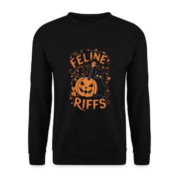 Musikalisch Kürbis Herbst Vibes Gespenstisch - Unisex Pullover - Schwarz - Vorne - Alina (178cm) & Michal (187cm)
