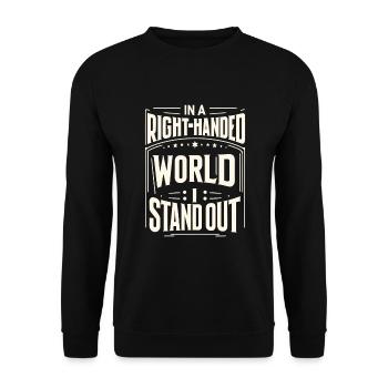 Linkshänder Lefty Left-hander Leftie Buddy - Unisex Sweatshirt - black - Front - Alina (178cm) & Michal (187cm)