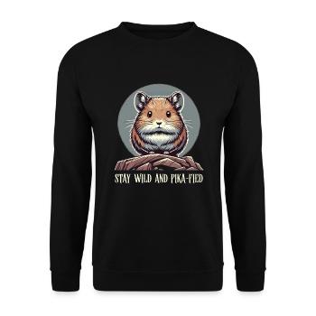Design américain Pika Lover pour Pika - Sweat-shirt Unisexe - noir - Devant - Alina (178cm) & Michal (187cm)