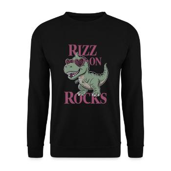 Rizzler Culture with Dinosaur Art and T-Rex - Unisex Sweatshirt - black - Front - Alina (178cm) & Michal (187cm)