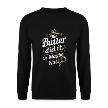 Krimi-dinner-outfit, Party, Tatort - Unisex Pullover - Schwarz - Vorne - Alina (178cm) & Michal (187cm)
