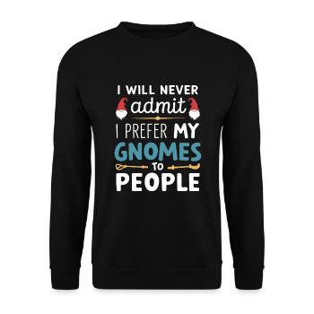 Garden Gnomes Gnome Lover Funny Gnome Gardening - Unisex Sweatshirt - black - Front - Alina (178cm) & Michal (187cm)
