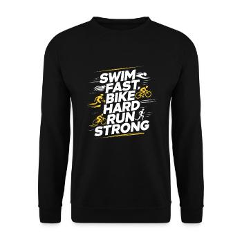 Triathlon Swim Bike Run Triathlete Sports Gift - Unisex Sweatshirt - black - Front - Alina (178cm) & Michal (187cm)