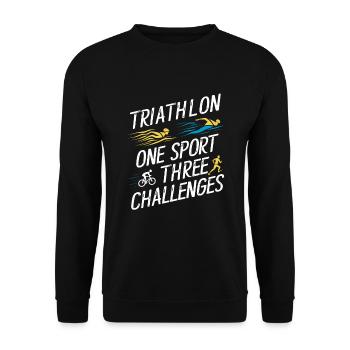 Triathlon Swim Bike Run Triathlete Sports Gift - Unisex Sweatshirt - black - Front - Alina (178cm) & Michal (187cm)