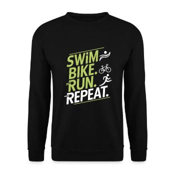 Triathlon Swim Bike Run Triathlete Sports Gift - Unisex Sweatshirt - black - Front - Alina (178cm) & Michal (187cm)