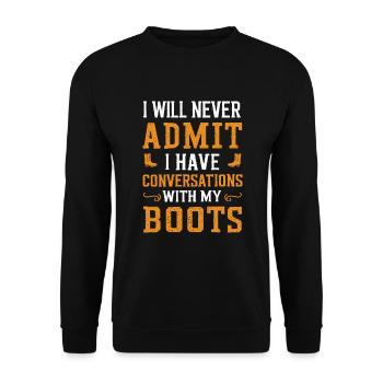 Cowboy living in the wild west with cowboy hat and - Unisex Sweatshirt - black - Front - Alina (178cm) & Michal (187cm)