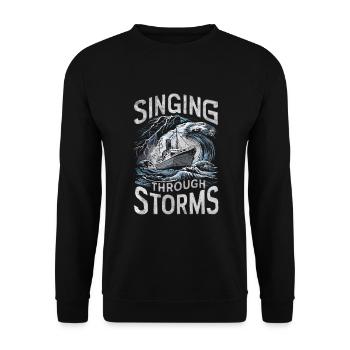 Sailors Sea Shanty Singing Ship Adventures - Unisex Sweatshirt - black - Front - Alina (178cm) & Michal (187cm)