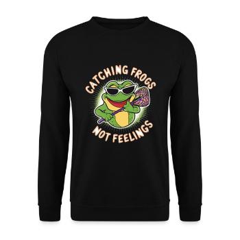 Chasseur de grenouilles amphibiens, piégeage de grenouilles - Sweat-shirt Unisexe - noir - Devant - Alina (178cm) & Michal (187cm)