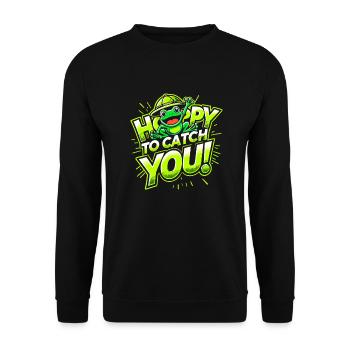 Amphibian frog hunter enthusiast, frog trapping - Unisex Sweatshirt - black - Front - Alina (178cm) & Michal (187cm)