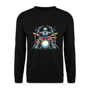 Energetic Robot Drummer Groove - Unisex Sweatshirt - black - Front - Alina (178cm) & Michal (187cm)