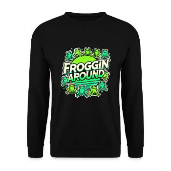 Chasseur de grenouilles amphibiens, piégeage de grenouilles - Sweat-shirt Unisexe - noir - Devant - Alina (178cm) & Michal (187cm)
