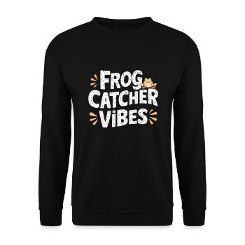 Amphibian frog hunter enthusiast, frog trapping - Unisex Sweatshirt - black - Front - Alina (178cm) & Michal (187cm)