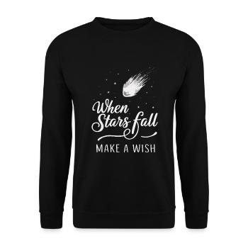 Stargazing And Meteor Shower Enthusiast - Unisex Pullover - Schwarz - Vorne - Alina (178cm) & Michal (187cm)