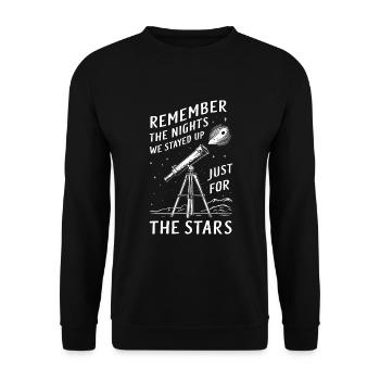 Stargazing And Meteor Shower Enthusiast - Unisex Pullover - Schwarz - Vorne - Alina (178cm) & Michal (187cm)