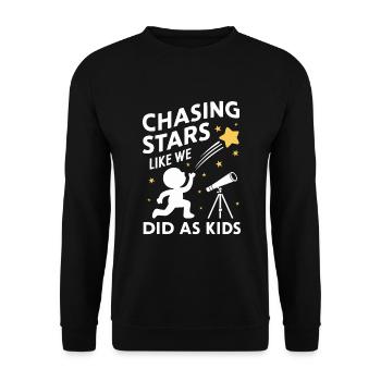 Stargazing And Meteor Shower Enthusiast - Unisex Pullover - Schwarz - Vorne - Alina (178cm) & Michal (187cm)