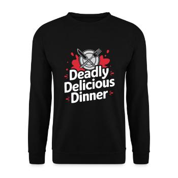 Meurtre Mystère Tenue De Dîner, Fête, Scène De Crime - Sweat-shirt Unisexe - noir - Devant - Alina (178cm) & Michal (187cm)