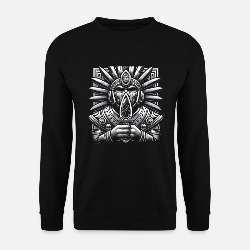 Aztec warrior with traditional - Unisex Sweatshirt - black