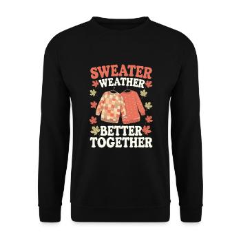 Herbstliche Farbenpracht für Naturliebhaber und - Unisex Pullover - Schwarz - Vorne - Alina (178cm) & Michal (187cm)