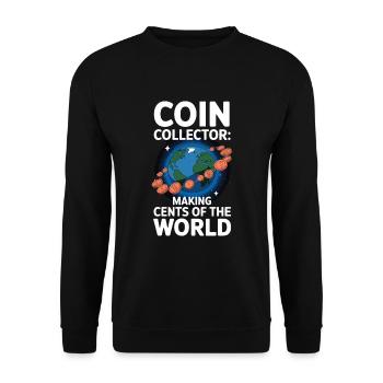 Coin Collector Coin Collection Numismatic History - Unisex Pullover - Schwarz - Vorne - Alina (178cm) & Michal (187cm)