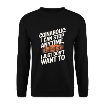 Coin Collector Coin Collection Numismatic History - Unisex Pullover - Schwarz - Vorne - Alina (178cm) & Michal (187cm)