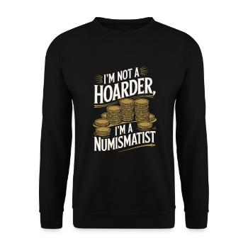 Coin Collector Coin Collection Numismatic History - Unisex Pullover - Schwarz - Vorne - Alina (178cm) & Michal (187cm)