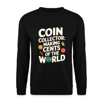 Coin Collector Coin Collection Numismatic History - Unisex Pullover - Schwarz - Vorne - Alina (178cm) & Michal (187cm)