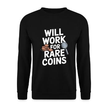 Coin Collector Coin Collection Numismatic History - Unisex Pullover - Schwarz - Vorne - Alina (178cm) & Michal (187cm)